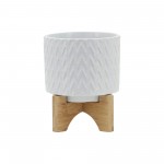 5" Chevron Planter W/ Stand, White