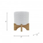 5" Chevron Planter W/ Stand, White