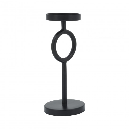 Metal, 10"h Ring Candle Holder, Black