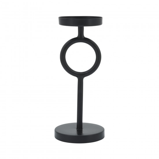 Metal, 10"h Ring Candle Holder, Black