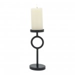 Metal, 10"h Ring Candle Holder, Black