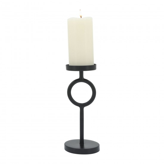 Metal, 10"h Ring Candle Holder, Black