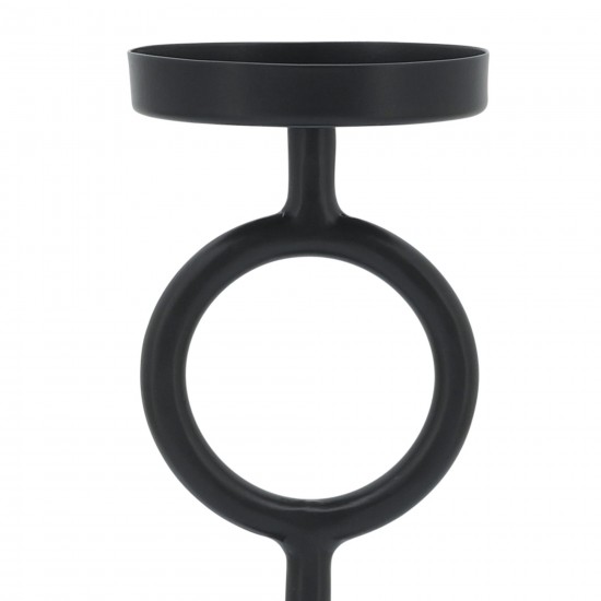 Metal, 10"h Ring Candle Holder, Black
