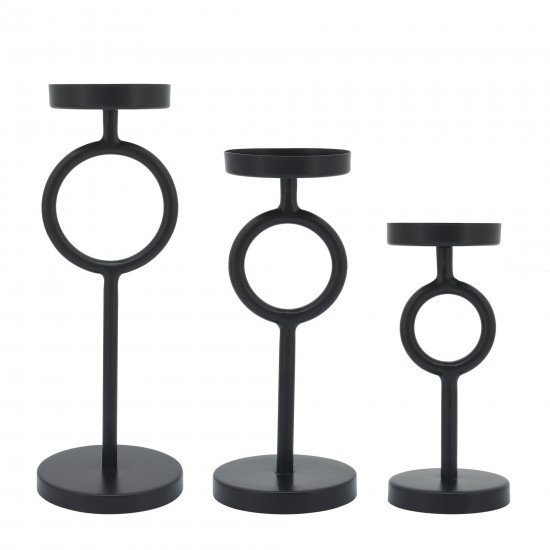 Metal, 10"h Ring Candle Holder, Black
