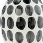 Cer, 10"h Blk Polk-a-dot Flower Vase, White