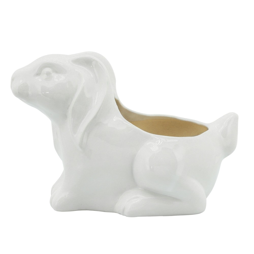 7" Rabbit Planter, White