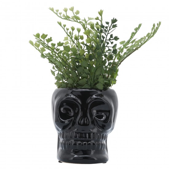 Cer, 5" Skull Vase, Black