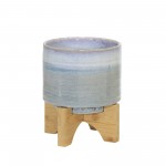 Ceramic 5" Planter On Stand, Blue Fade