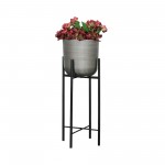 S/3 Metal Planters On Stand 40/30/20"h, Silver/blk