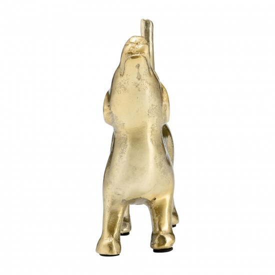 8"l Metal, Deco Howling Dog, Gold