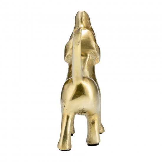 8"l Metal, Deco Howling Dog, Gold