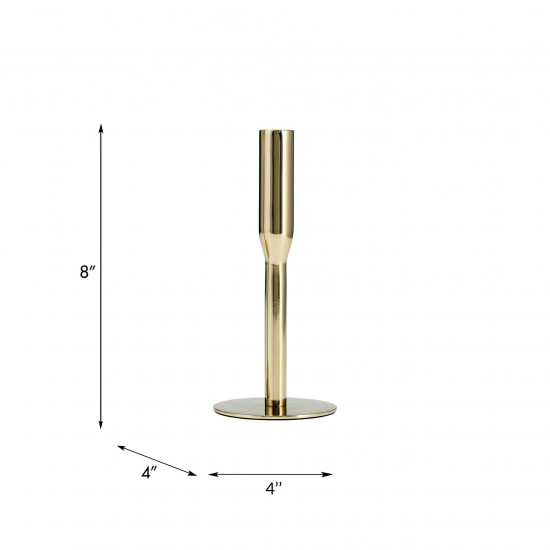 Metal, 8"h Taper Candle Holder, Gold