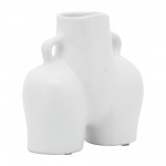 Cer, 6" Half Body Vase, White