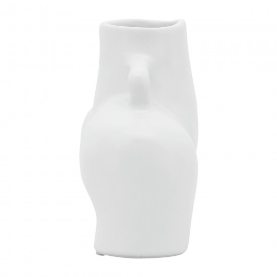 Cer, 6" Half Body Vase, White