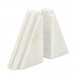 S/2 Marble 7"h Tapered Bookends, White