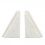 S/2 Marble 7"h Tapered Bookends, White