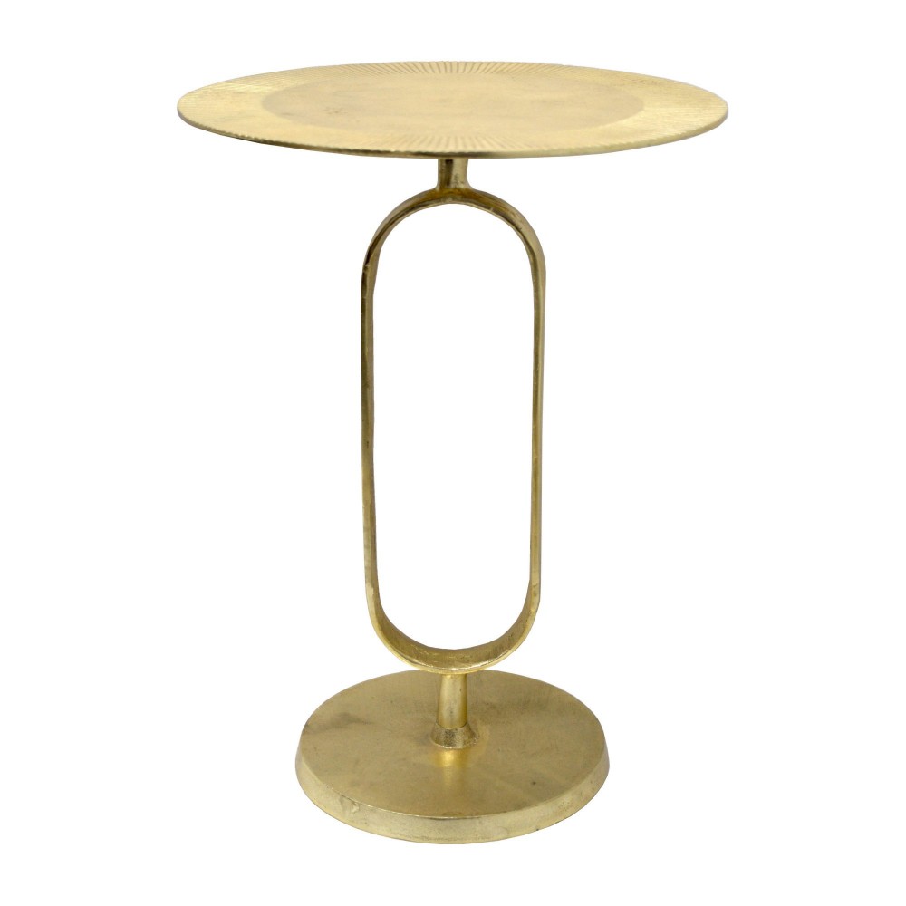 Metal, 16"dx21"h Side Table, Champagne, Kd Metal, 16"dx21"h Side Table, Champagne, Kd