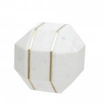 Marble 6" Octagon Orb W/ Inlay, White
