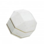 Marble 6" Octagon Orb W/ Inlay, White