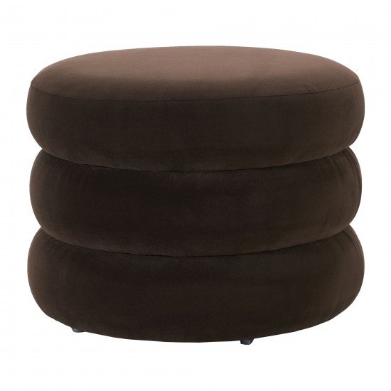 23x17 Triple Tiered Round Ottoman, Brown