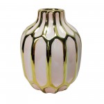 Ceramic Vase 8", Blush/gold