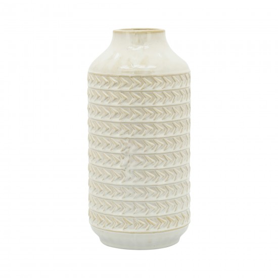 Cer, 13"h Aztec Vase, Ivory