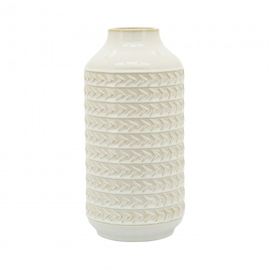 Cer, 13"h Aztec Vase, Ivory