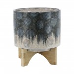 Cer, 8" Snakeskin Planter W/ Stand, Blue