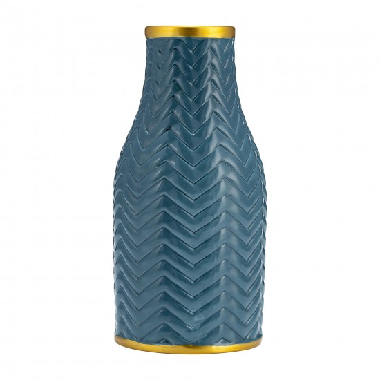 10" Chevron Vase, Teal