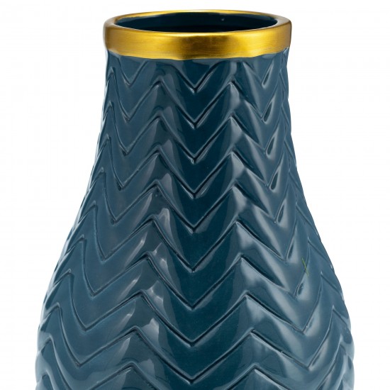 10" Chevron Vase, Teal