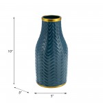 10" Chevron Vase, Teal