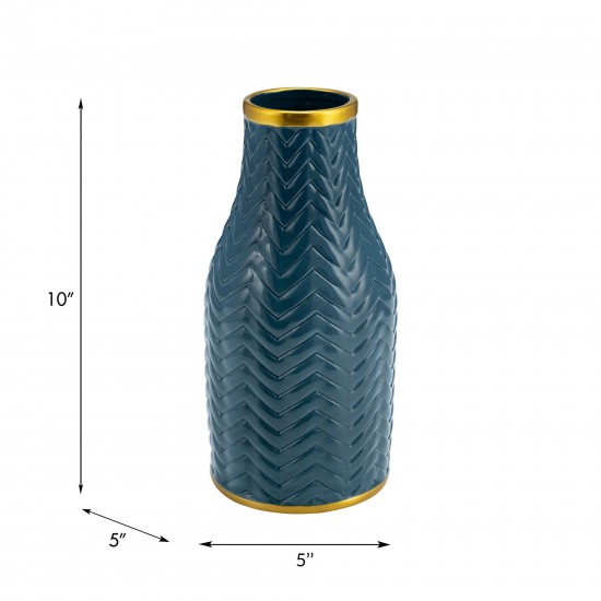 10" Chevron Vase, Teal