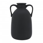 Cer, 10"h Eared Vase, Black