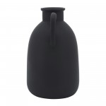 Cer, 10"h Eared Vase, Black