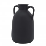 Cer, 10"h Eared Vase, Black