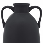 Cer, 10"h Eared Vase, Black