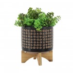 Cer, S/2 5/8" Planter On Stand, Brown