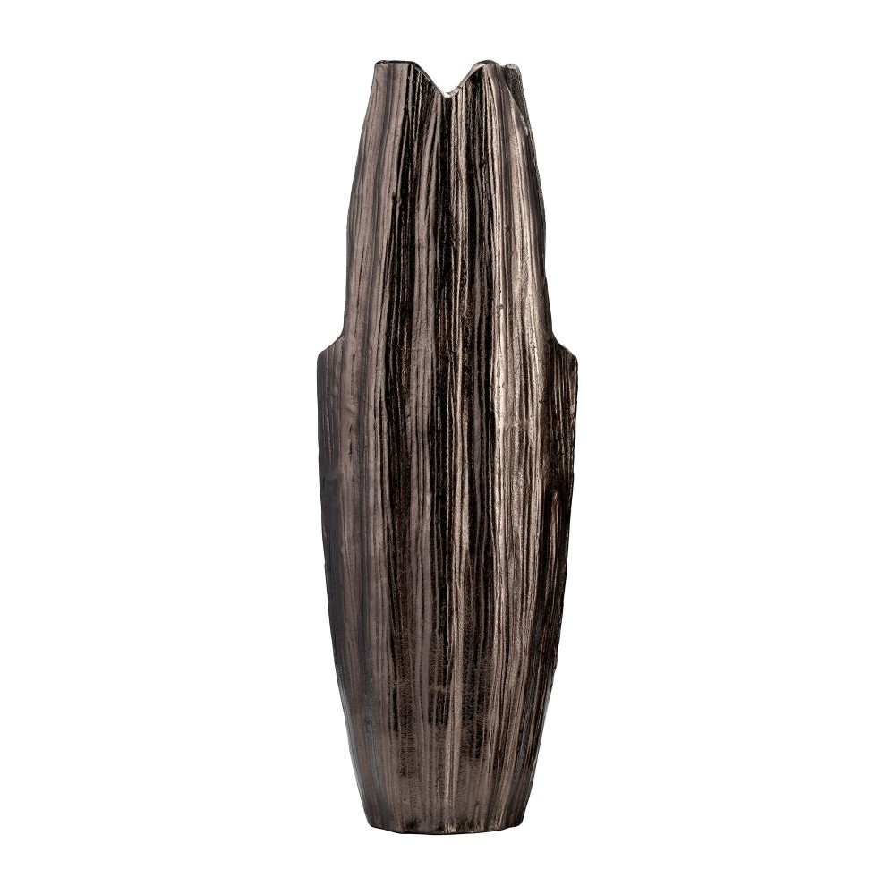 Metal, 24"h, Abstract Ridged Vase,blk Nickel Metal, 24"h, Abstract Ridged Vase,blk Nickel