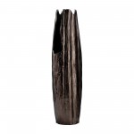Metal, 24"h, Abstract Ridged Vase,blk Nickel