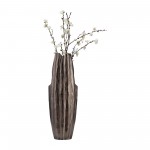 Metal, 24"h, Abstract Ridged Vase,blk Nickel