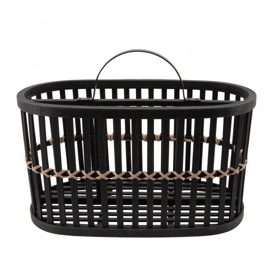 Woven 14" Oval Basket, Black