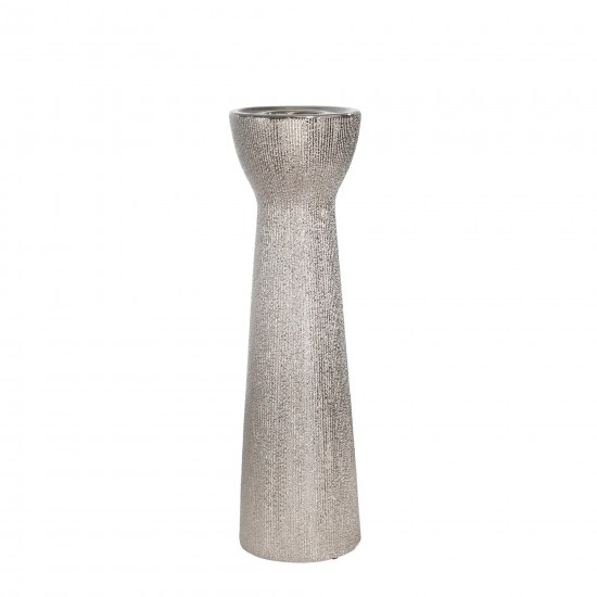 Ceramic 14" Bead Candle Holder,silver