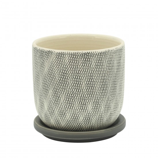 5" Mesh Planter W/ Saucer, Gray