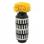 Resin, 14"h Tribal Vase, Black/white