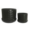 S/2 10/12" Diamond Planter W/ Saucer, Black