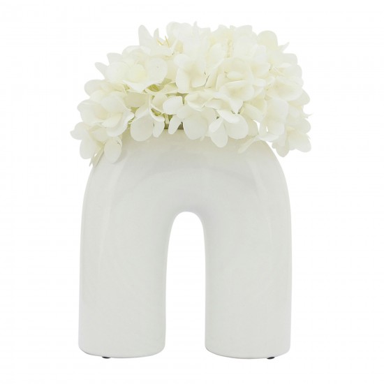 Cer, 8" Horseshoe Vase, White