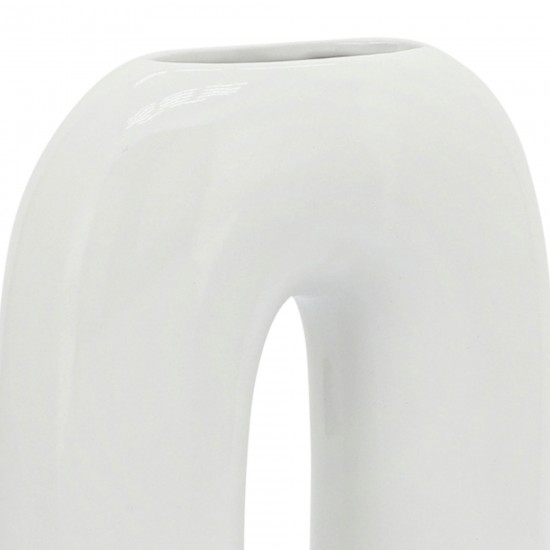 Cer, 8" Horseshoe Vase, White