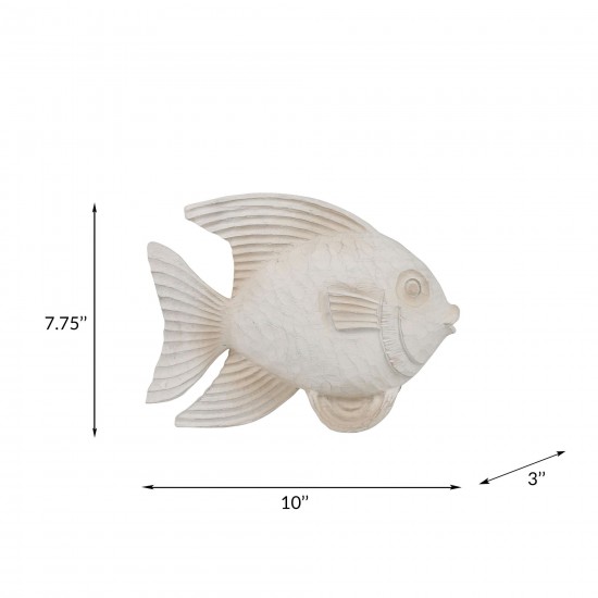 Resin 10" Fish Figurine, Whitewash