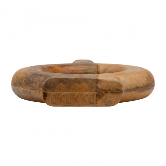 Wood, 14"h Donut Shaped Vase, Brown