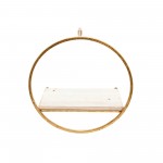 S/3 Metal & Wood Wall Shelves, Gold/white